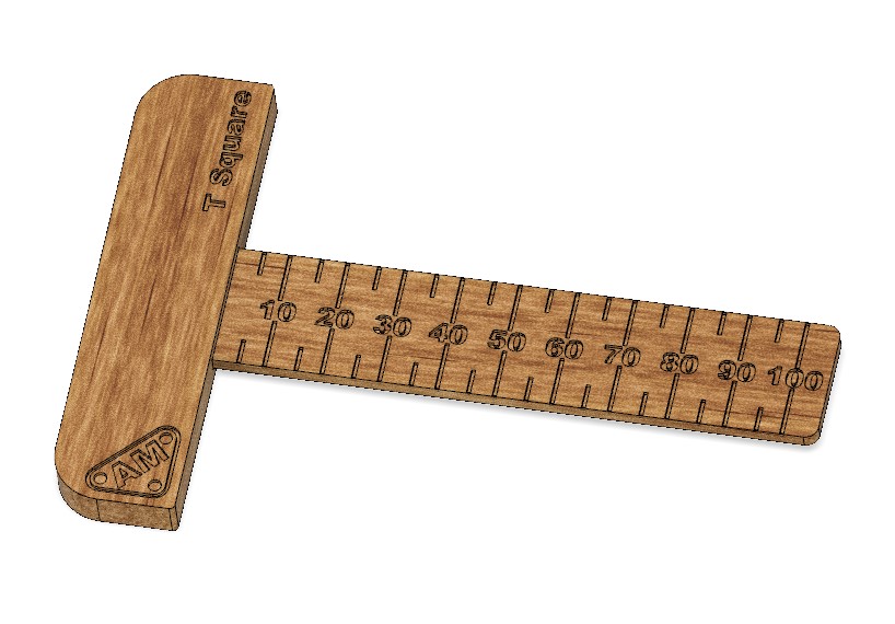 T ruler wooden 3D model