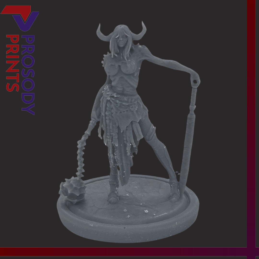 Demon Woman - 32mm 3D STL Model — view 4