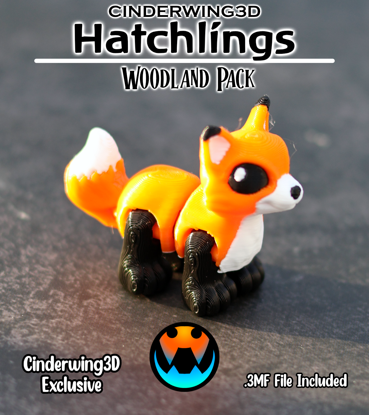 Fox - Cinder Hatchling, 3D printed in Wentzville MO