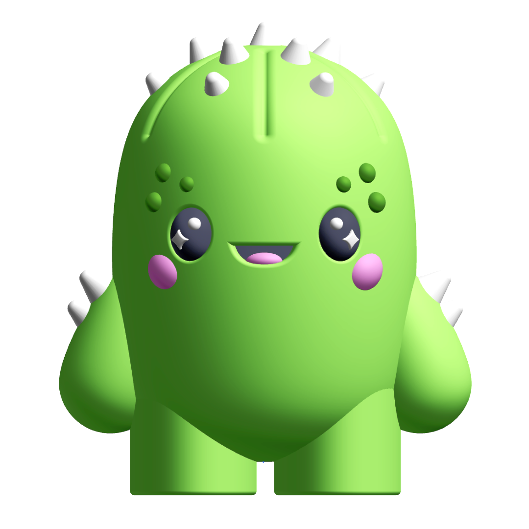 Creature Kin Prickles Figure – Cute Kawaii Cactus Art Toy STL 3D Model