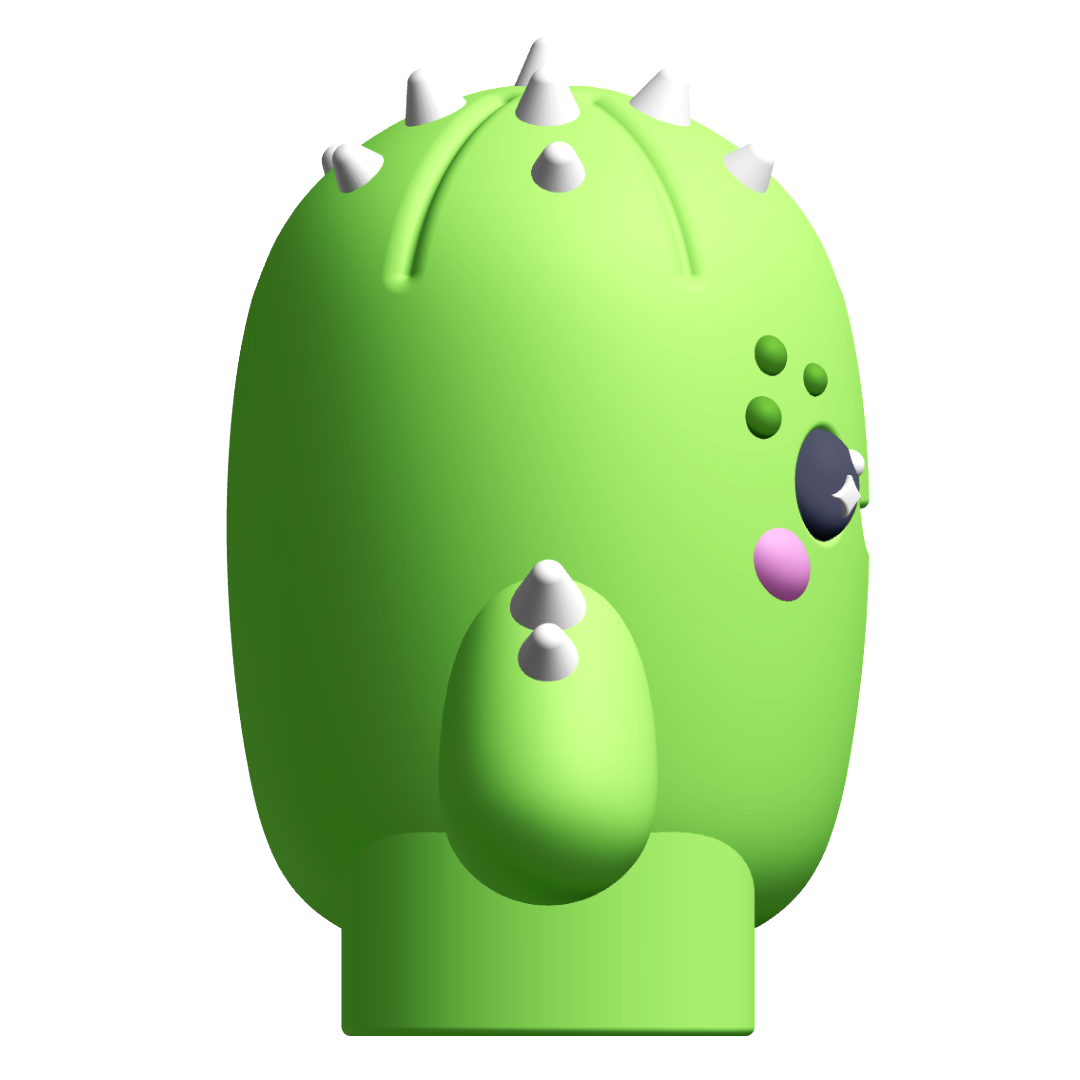 Creature Kin Prickles Figure – Cute Kawaii Cactus Art Toy STL 3D Model — view 4
