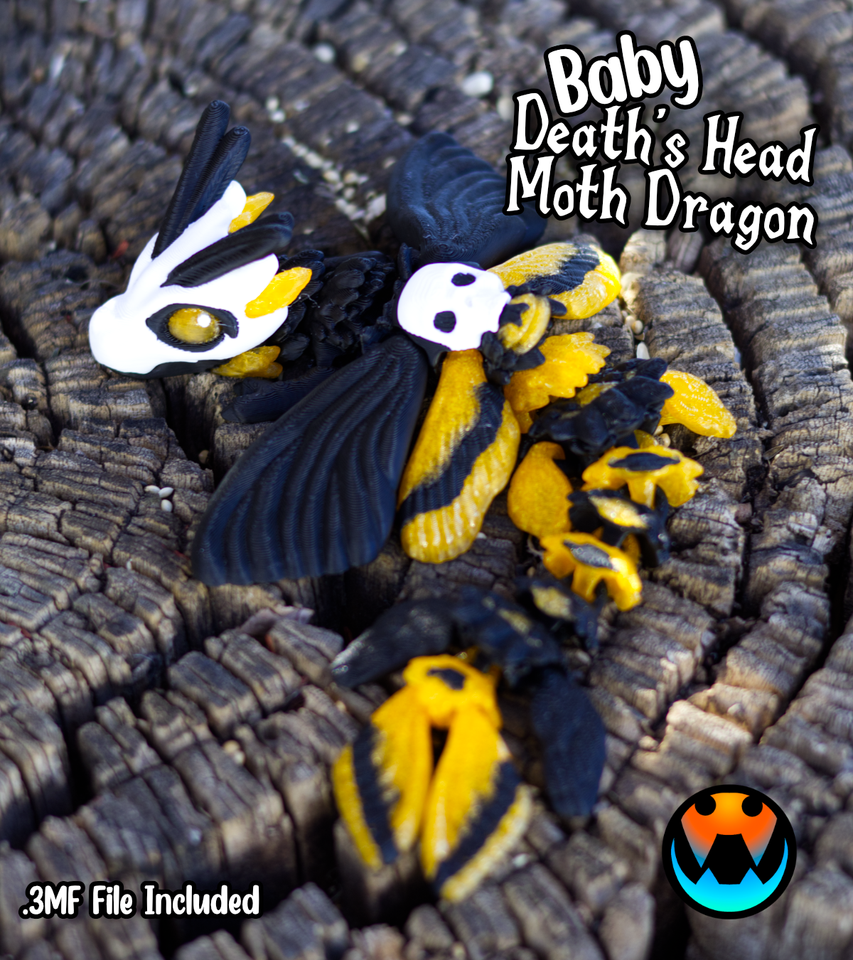 Baby Death's head Moth Dragon, 3D printed in Wentzville MO