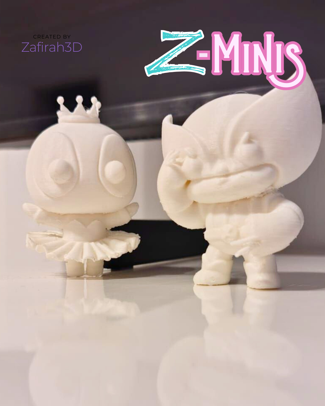 Z-MINIS DEADPOOL BALLERINA AND WOLVERINE 3D STL Model — view 3