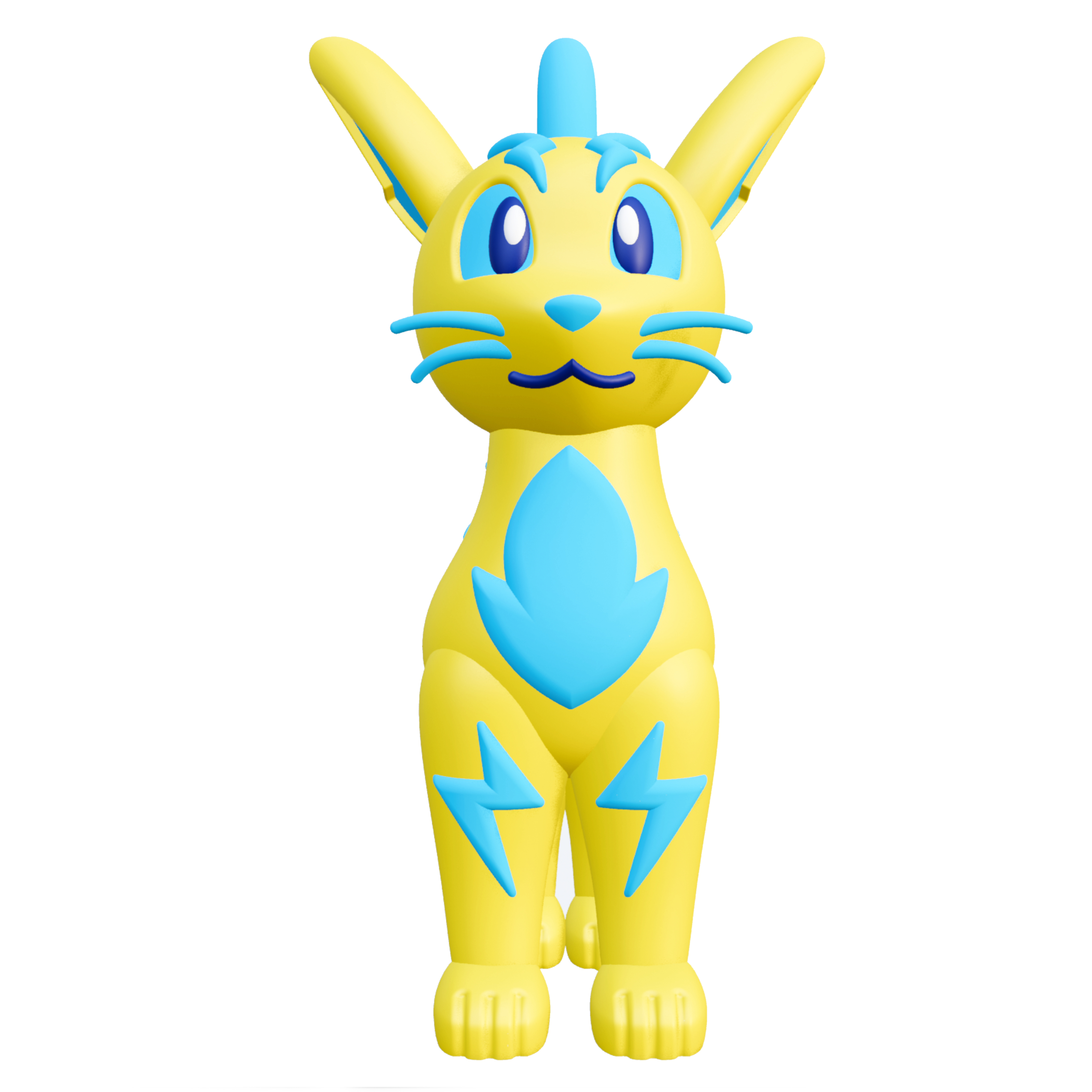 Creature Kin ZipZap – Cute Electric Cat 3D Printable Figure – Royalty-Free STL Model — view 3