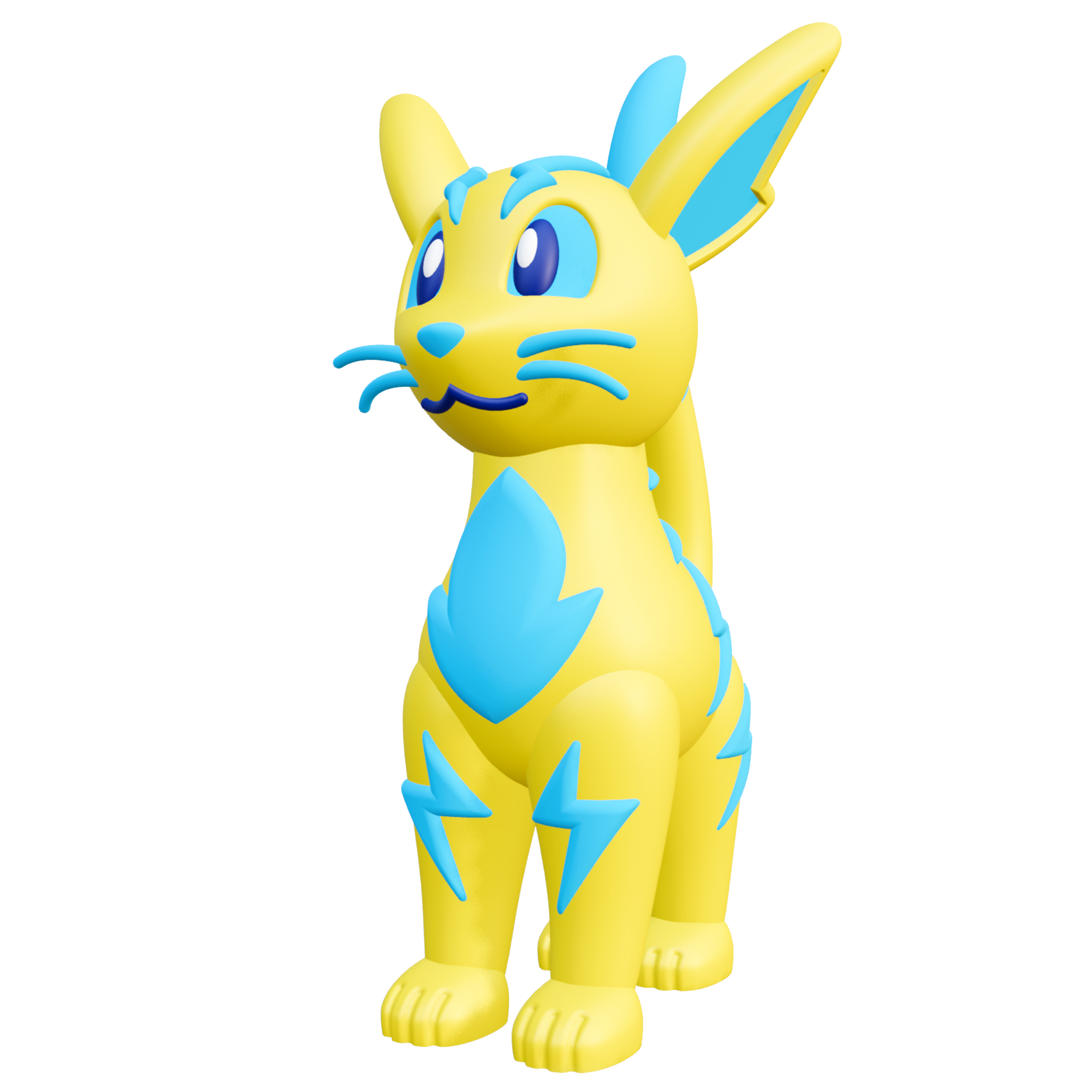 Creature Kin ZipZap – Cute Electric Cat 3D Printable Figure – Royalty-Free STL Model — view 2