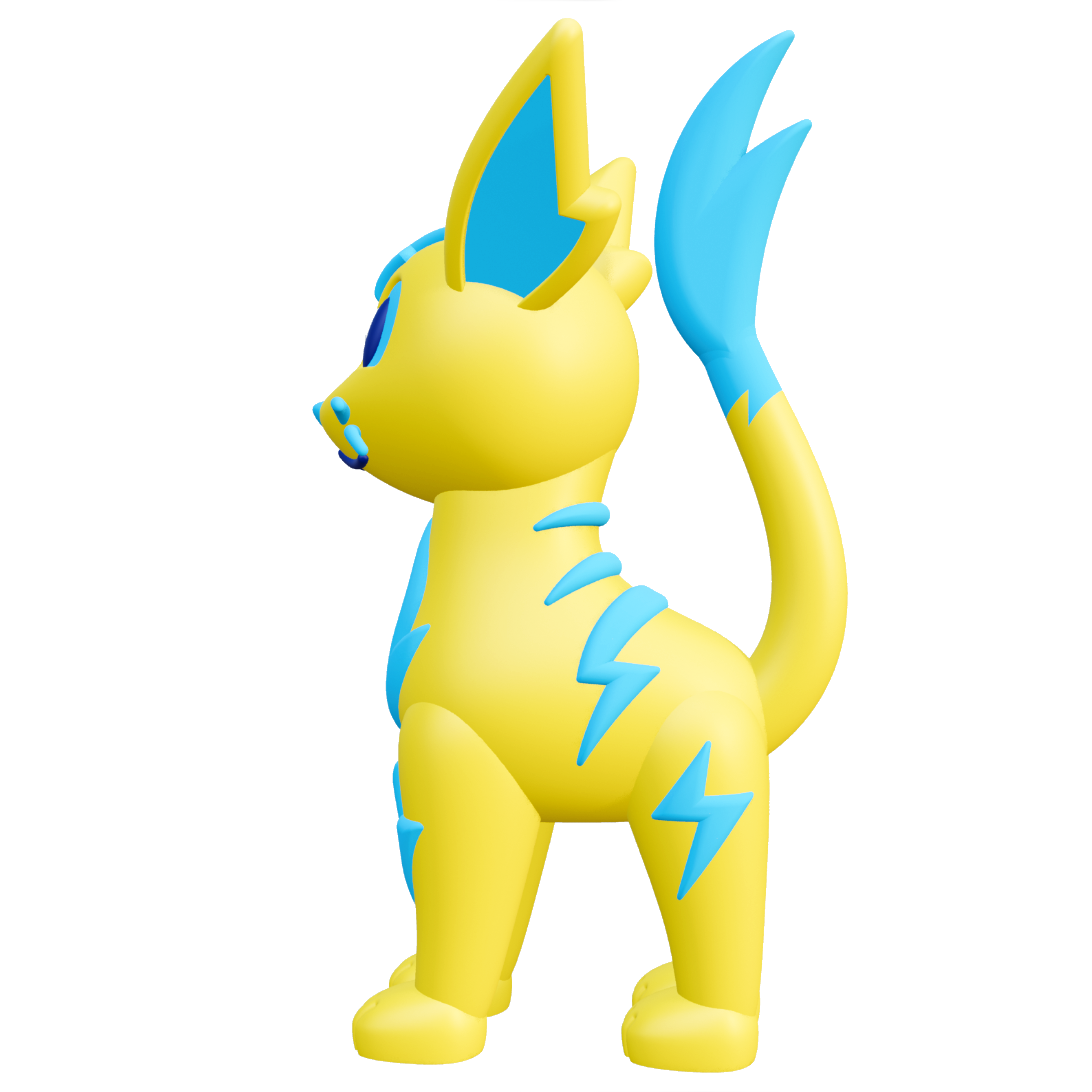 Creature Kin ZipZap – Cute Electric Cat 3D Printable Figure – Royalty-Free STL Model — view 4