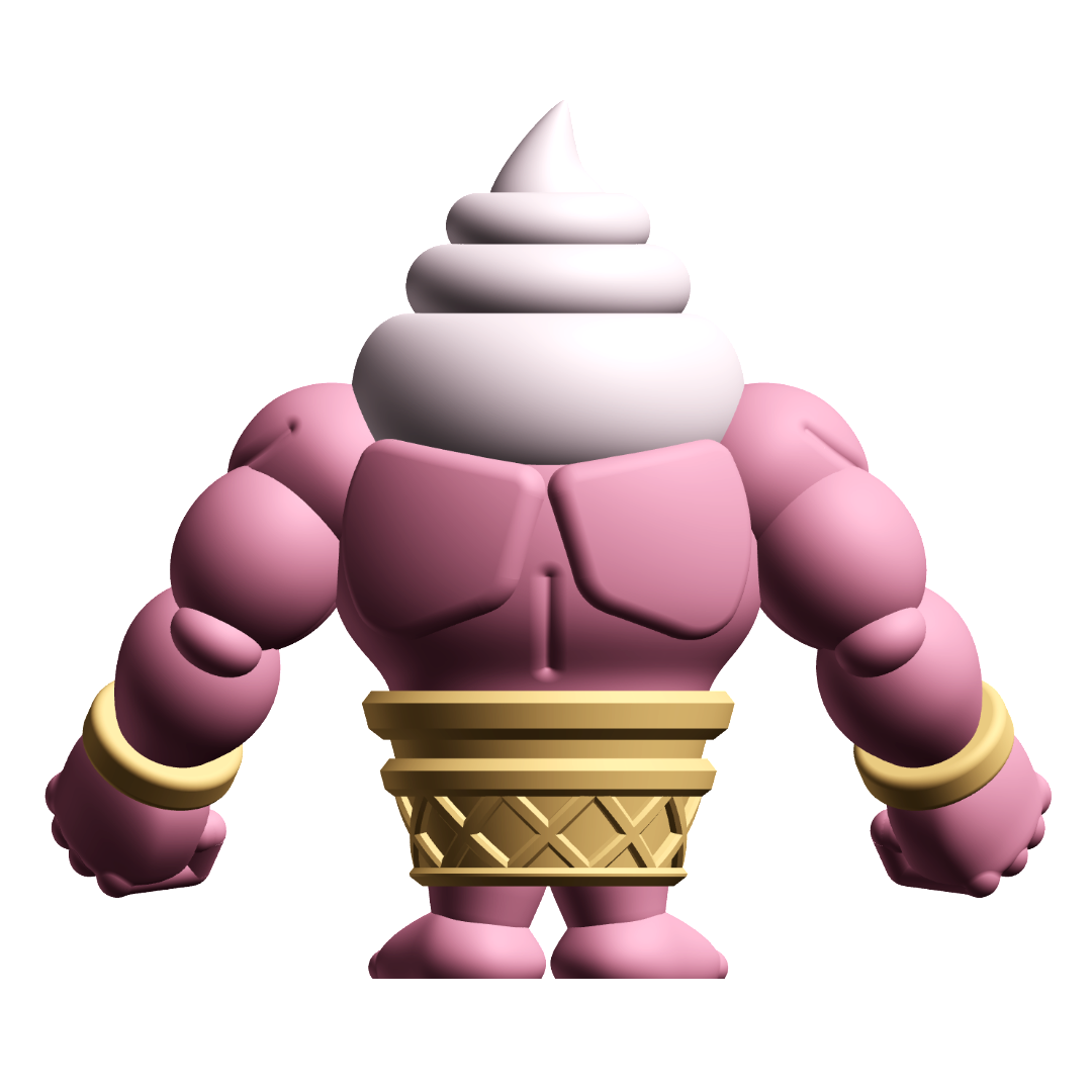 Gashapon Gang Big Softee Figure – Muscular Ice Cream Cone Capsule Toy 3D STL Model — view 5
