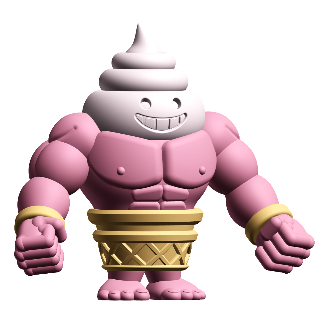 Gashapon Gang Big Softee Figure – Muscular Ice Cream Cone Capsule Toy 3D STL Model
