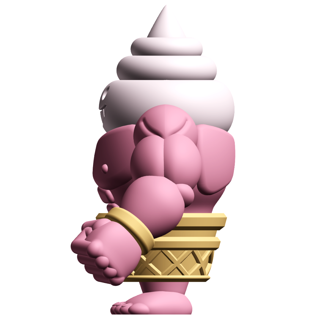Gashapon Gang Big Softee Figure – Muscular Ice Cream Cone Capsule Toy 3D STL Model — view 4