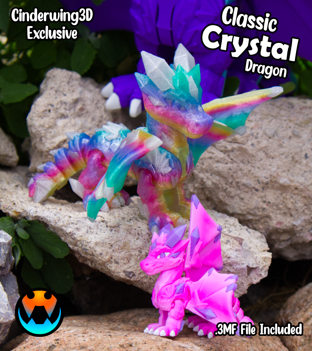 Classic Crystal Dragon, 3D printed in Wentzville MO