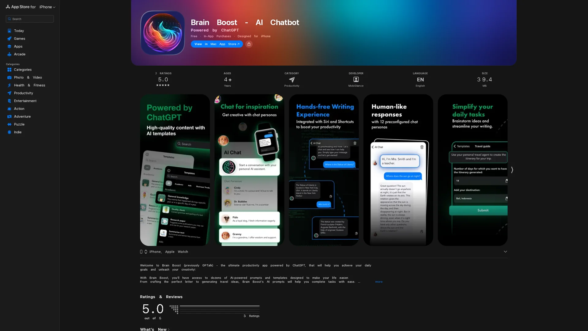 Brain Boost - AI Chatbot | VisionaryHub