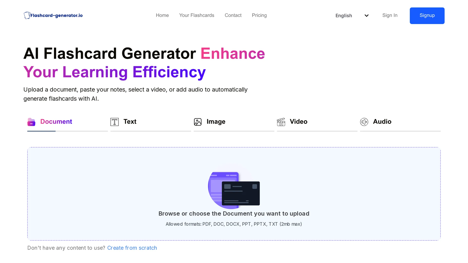 Flashcard generator | VisionaryHub