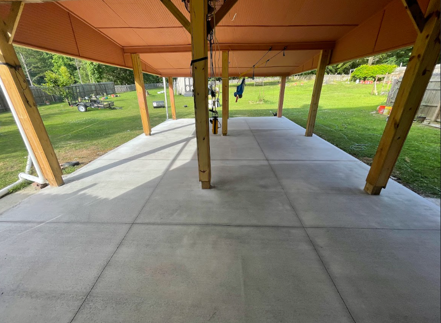 Custom concrete patio created by GA Peach Concrete - A beautifully designed custom patio by GA Peach Concrete
