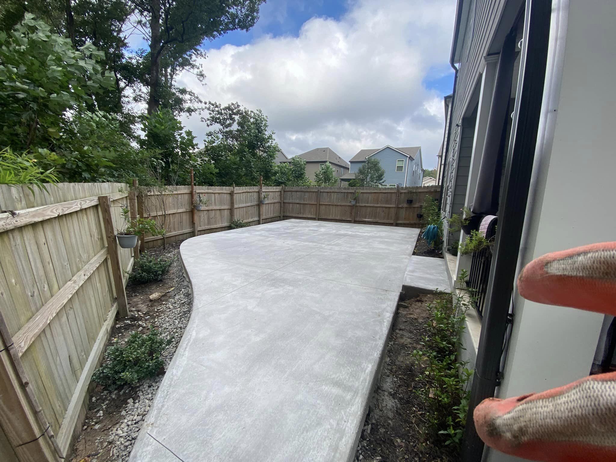 Concrete patio installed by GA Peach Concrete, creating a durable and functional, Ideal for homes and businesses looking to enhance their outdoor living space.