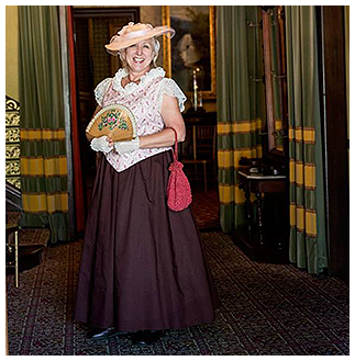 Old lady doing dress up for a program