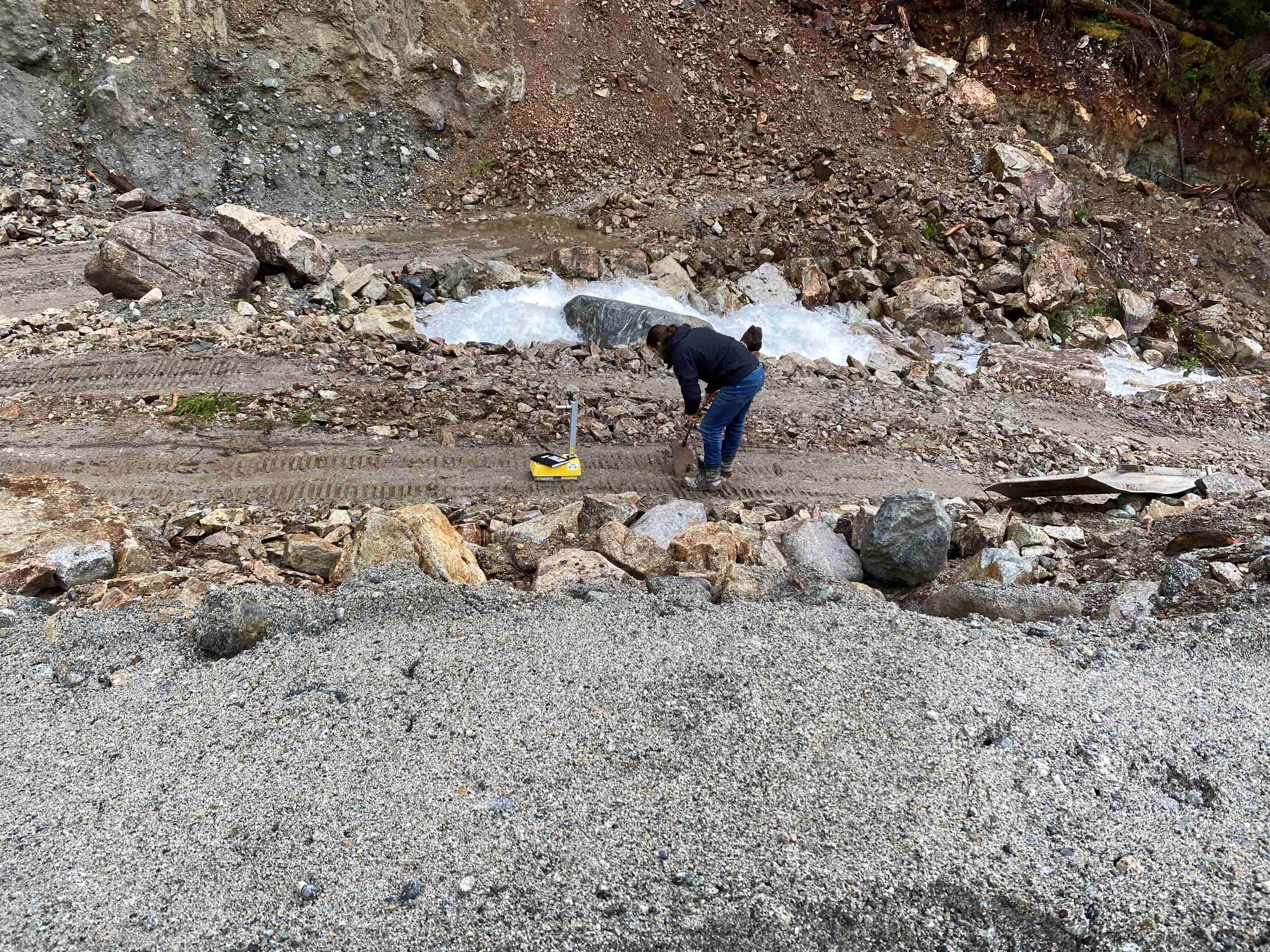Engineer checking the soil