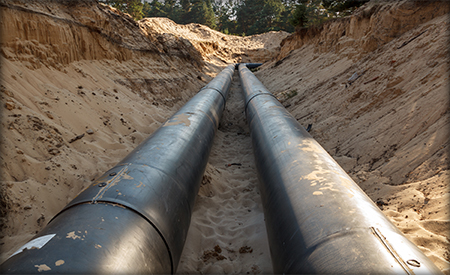 Huge pipes under the land
