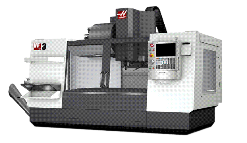 CNC milling machine in a manufacturing facility, showcasing its industrial design and functionality for precision machining.