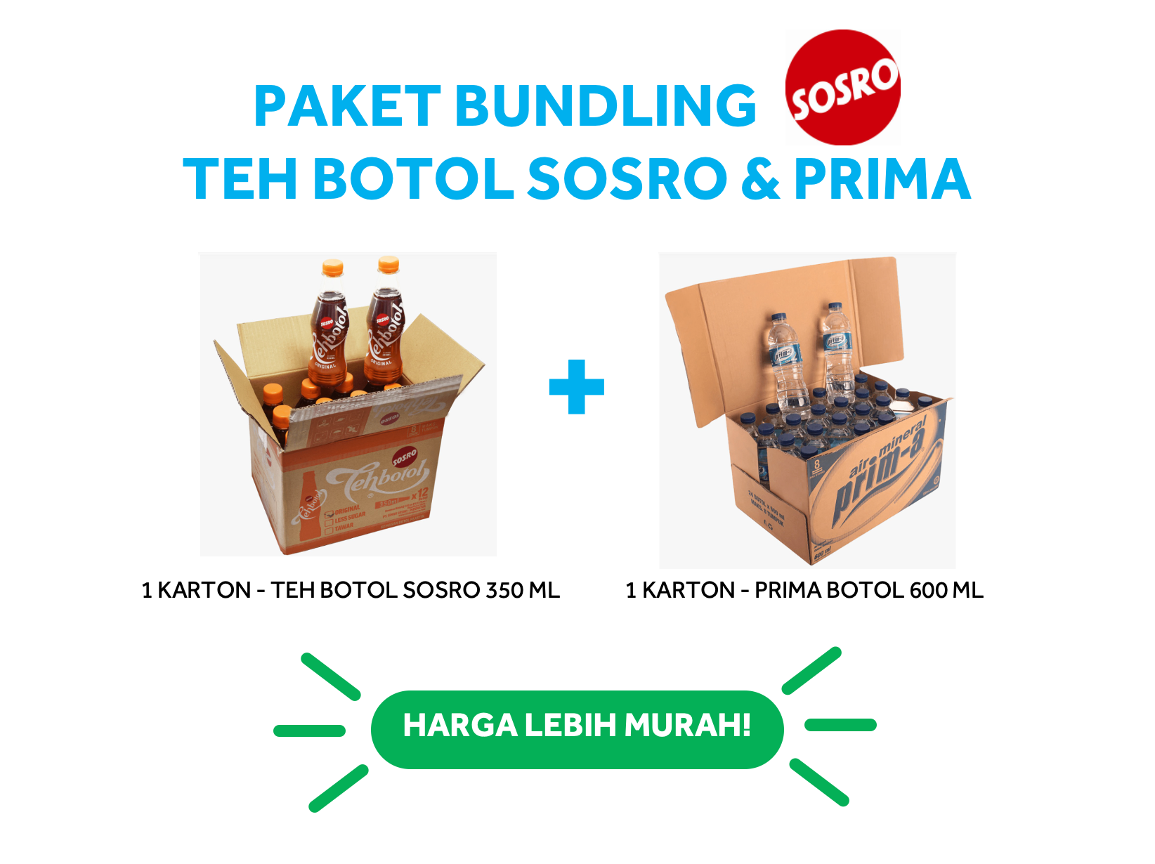 PAKET BUNDLING TEH BOTOL SOSRO 350 ML & PRIMA 600 ML