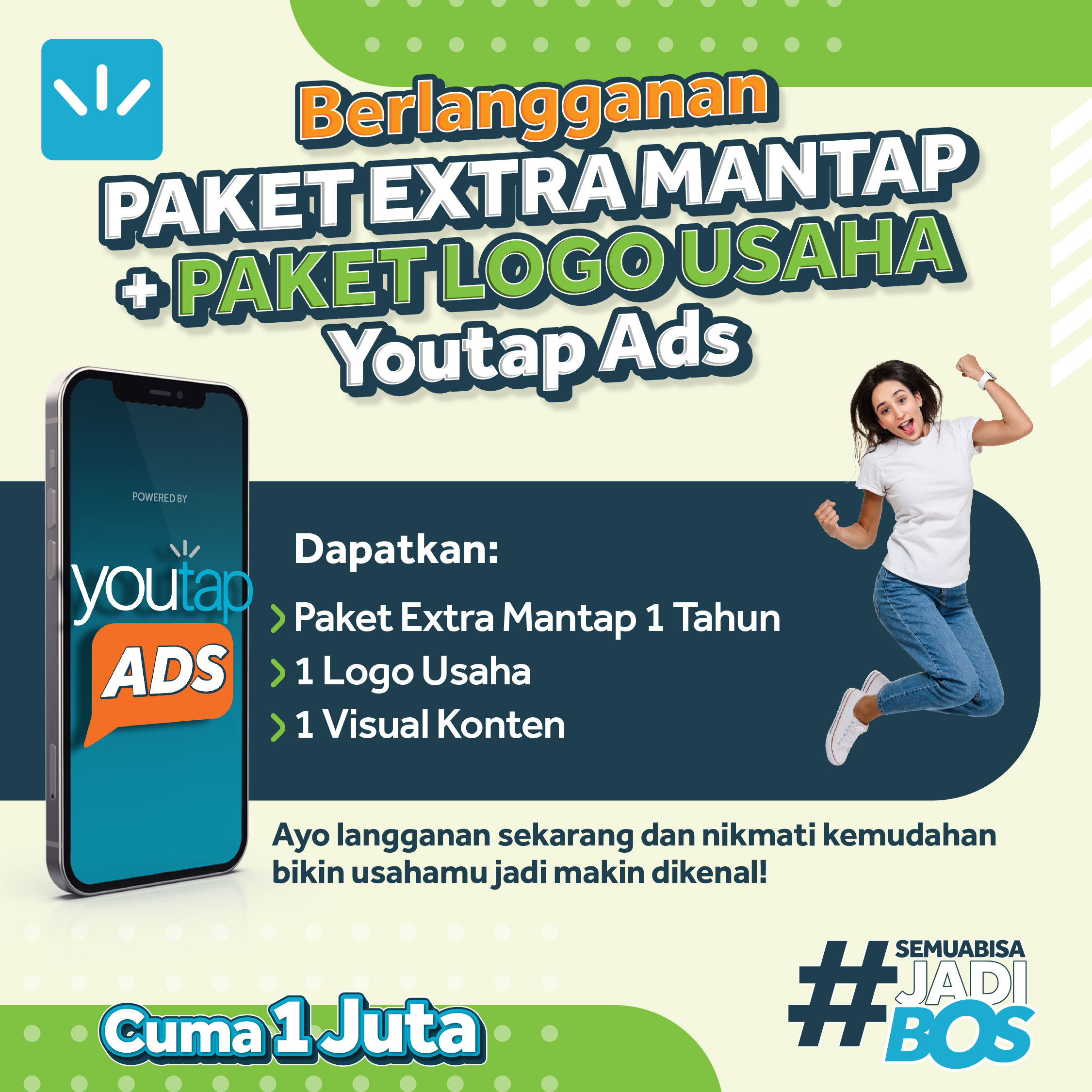 Paket Extra Mantap 1 Tahun + Paket Logo Usaha Youtap ADS