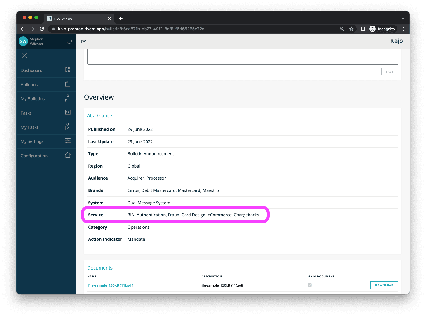 New values for the publication tag Services