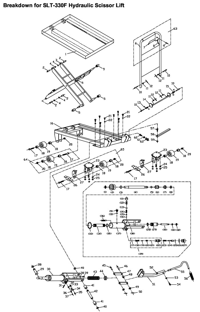 Jet 140771_SLT-330F Scissor Lift Table Parts