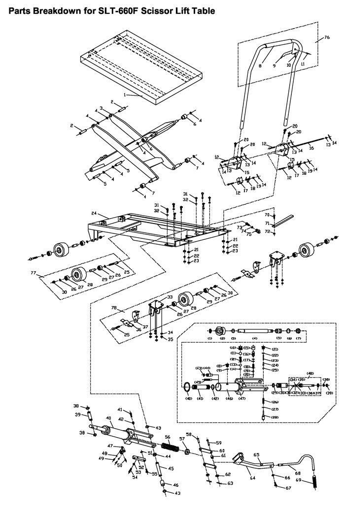 Jet 140779_SLT-1650 Scissor Lift Table Parts