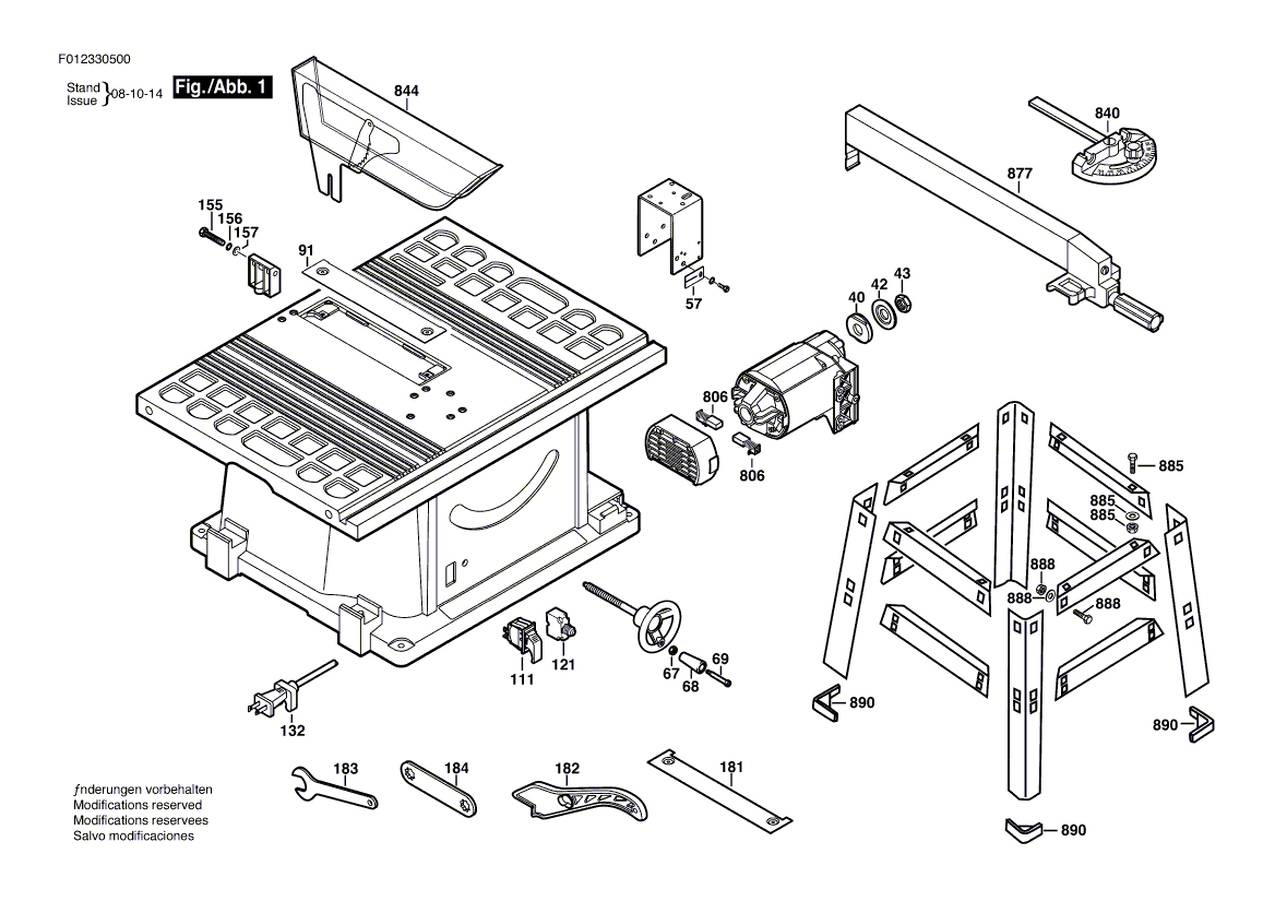 Skil 3305 f012330500 Parts - Table Saw