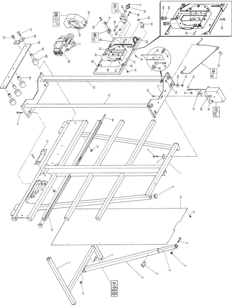 6480-20 Panel Saw Parts (Serial 697B) - Milwaukee