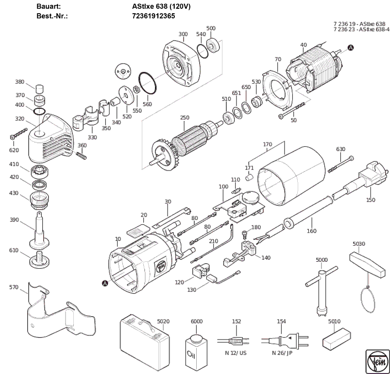 Fein AStlxe638 72361912365 Parts - Automotive SuperCut Oscillating Tool