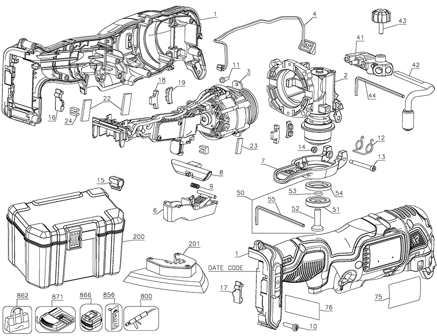 DCS355B Dewalt Oscillating Tool Parts