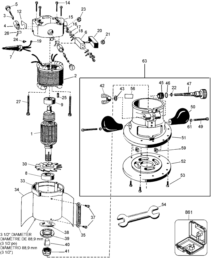 DeWALT DW443 EVS Right Angle Random Orbit Sander Parts (Type 2)