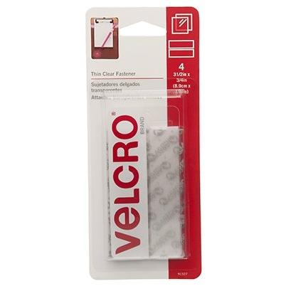 VELCRO brand Thin Clear Fasteners, 3.5 x 3/4 In. Strips, 4-Ct.