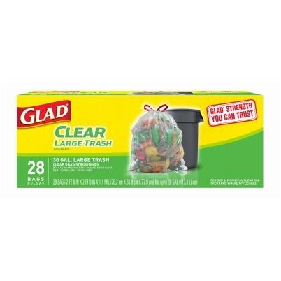 Glad Large Recycling Trash Bags, Clear, 30-Gallon, 28-Ct.