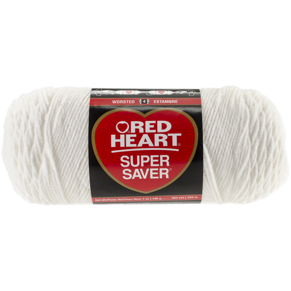 Red Heart Acrylic 4-ply Dryable Machine Washable Economy Super Saver Yarn;  White; 7 Oz Skein - 432020 - Hobbies & Creative Arts Yarn Knitting Weaving  Supplies Craft