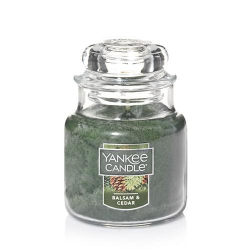 Yankee Candle Balsam & Cedar Small Jar Candle, Festive Scent