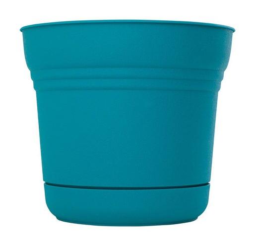 7501653 10.8 x 12.3 in. Dia. Resin Planter, Teal