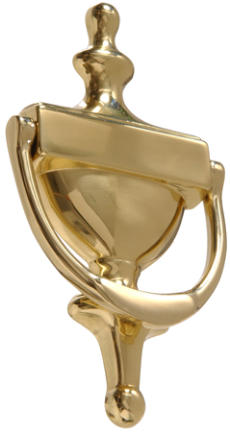 852393 6.5 in. Solid Brass & Bright Brass Door Knocker