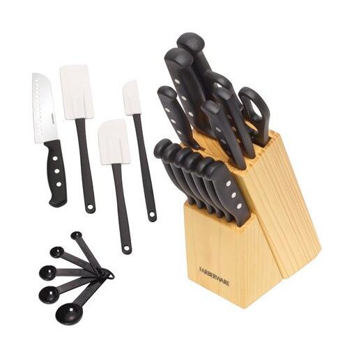 Farberware Plastic/Stainless Steel Wood Block Knife Set