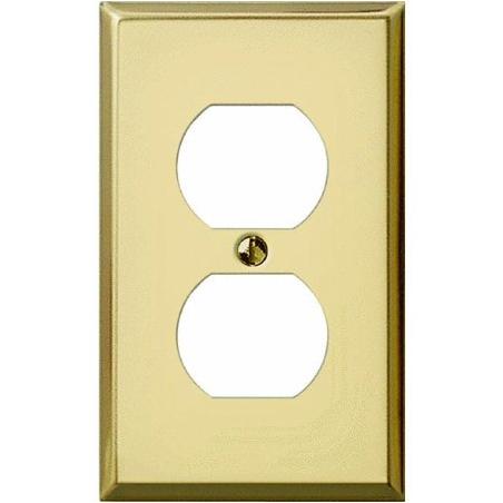 Amerelle 1-Gang Stamped Steel Outlet Wall Plate, Polished Brass