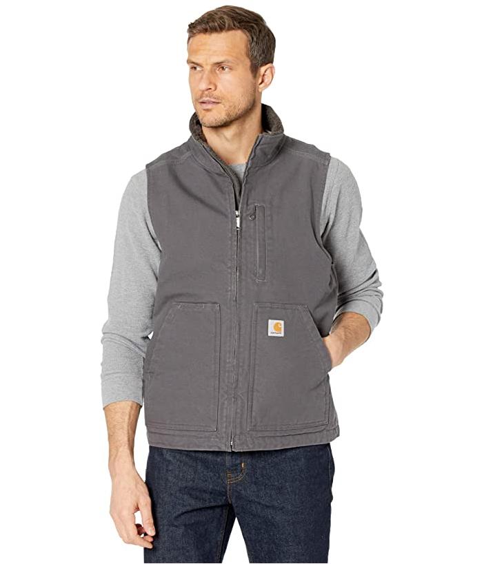 Loose Fit Washed Duck Sherpa-Lined Mock-Neck Vest | Hills Flat Lumber