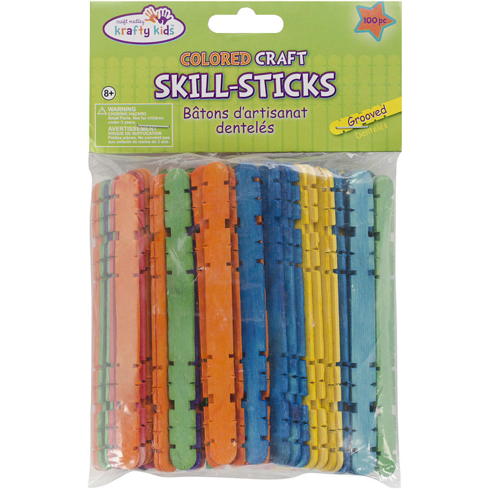 Craft Skill Sticks Assorted Colors - 4.5 Inch, 100 Pieces
