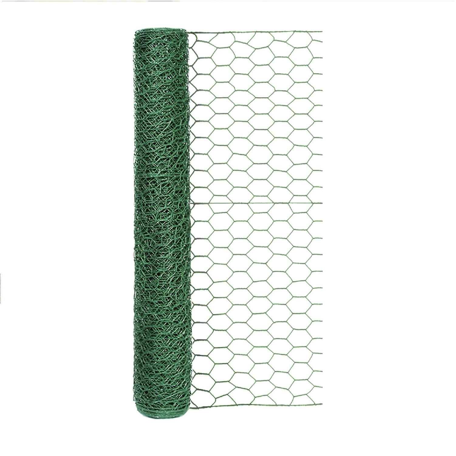 20 Gauge Green PVC "Dipped" Poultry Netting 721292 36" x 50' 1" Mesh 