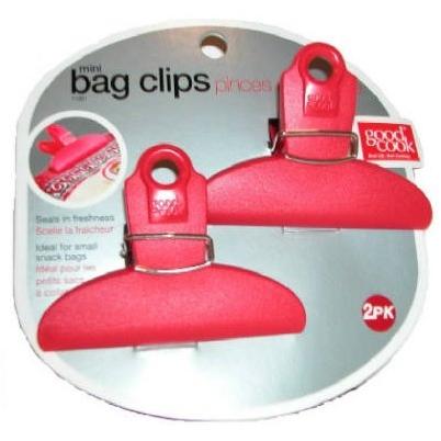 GoodCook 2-Piece 3-1/4 Plastic Spring-Loaded Mini Bag Clips Set, Red 