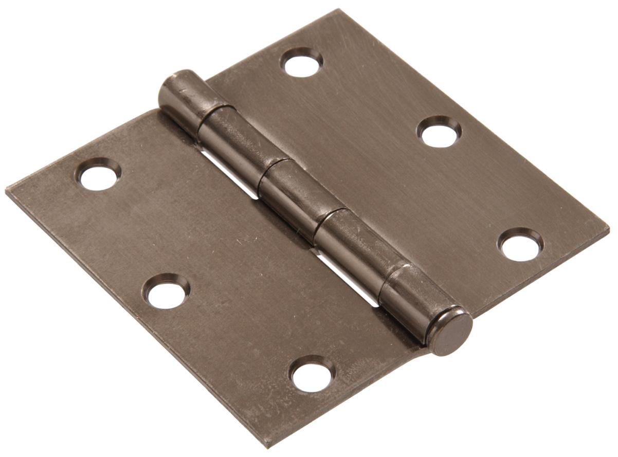 851267 Carded - Removable Pin Residential Door Hinges Square Corners Full Mortise, Pewter - 3.3 in.