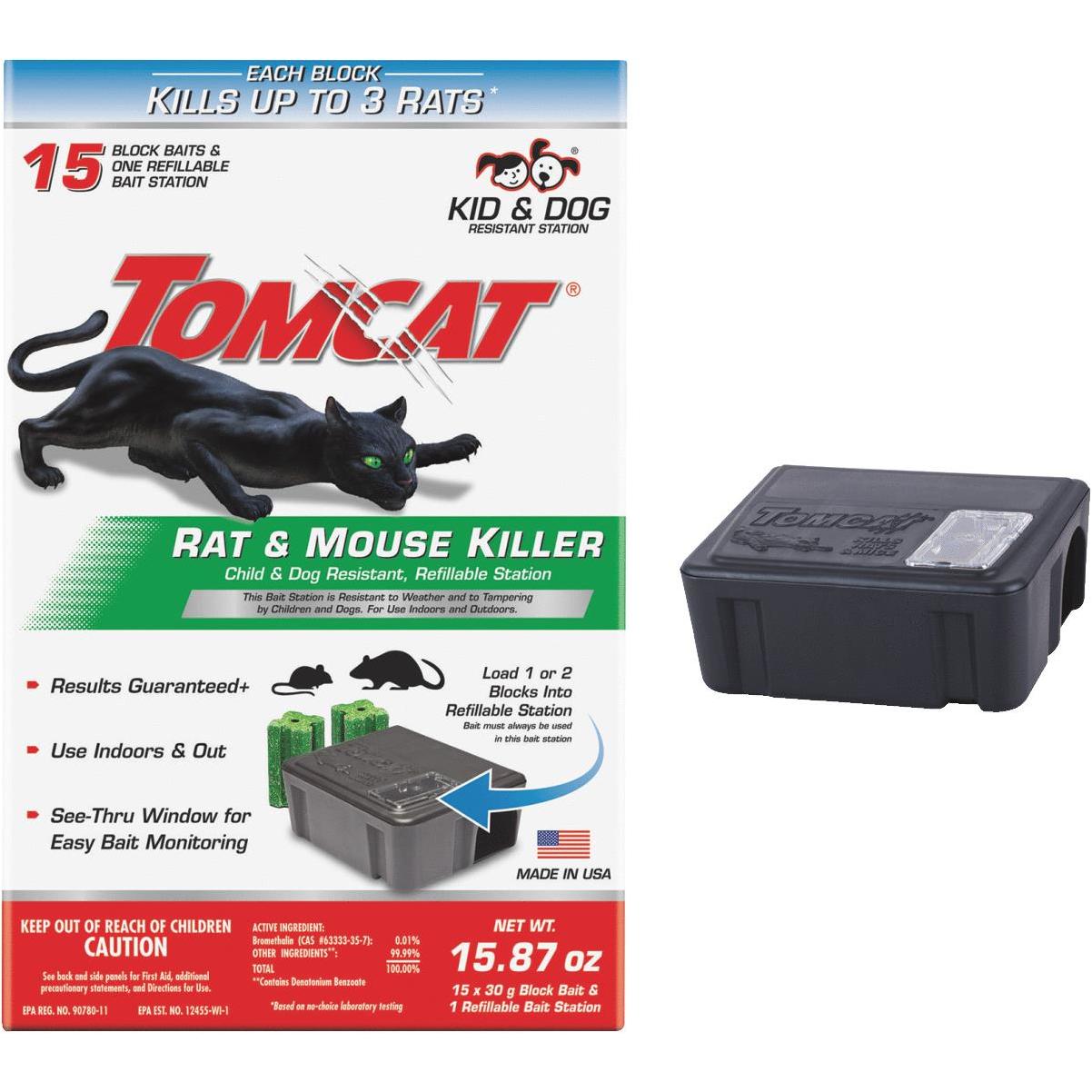 Tomcat Mouse Killer Disposable Station for Indoor/Outdoor Use - Child & Dog  Resistant, 2 Stations with 1 Bait Each