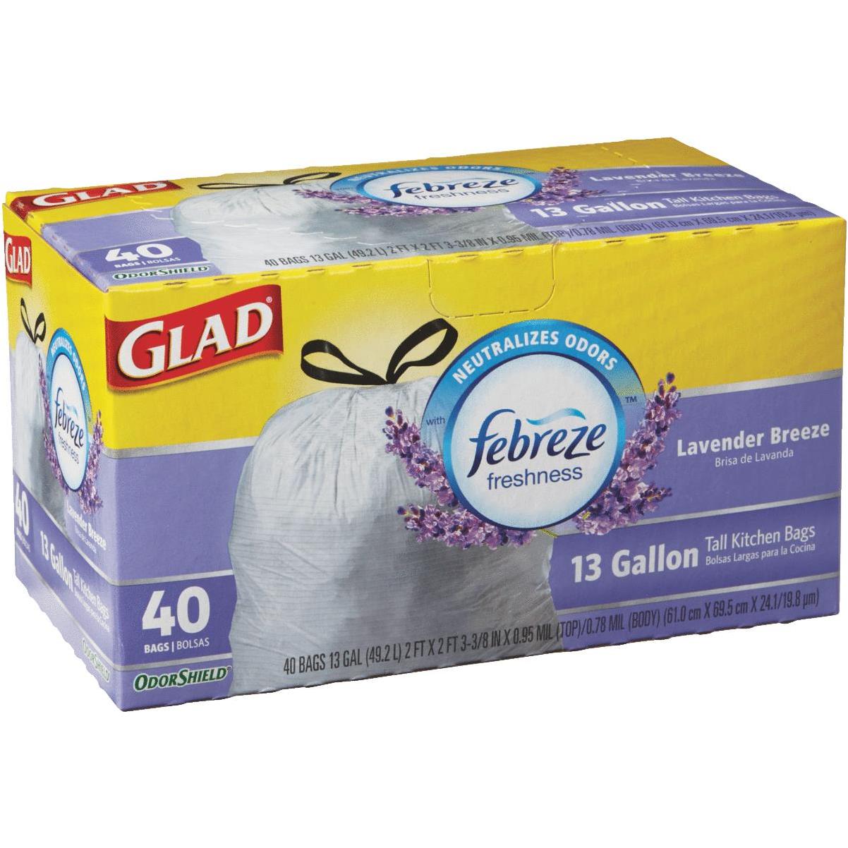 Glad Small Drawstring Trash Bags with Clorox, 4 Gallon, Lemon Fresh Bleach Scent - 20 ct