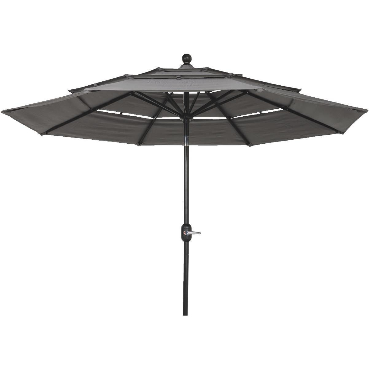 Outdoor Expressions 9 Ft. 3Tier Tilt/Crank Smoke Gray Patio Umbrella