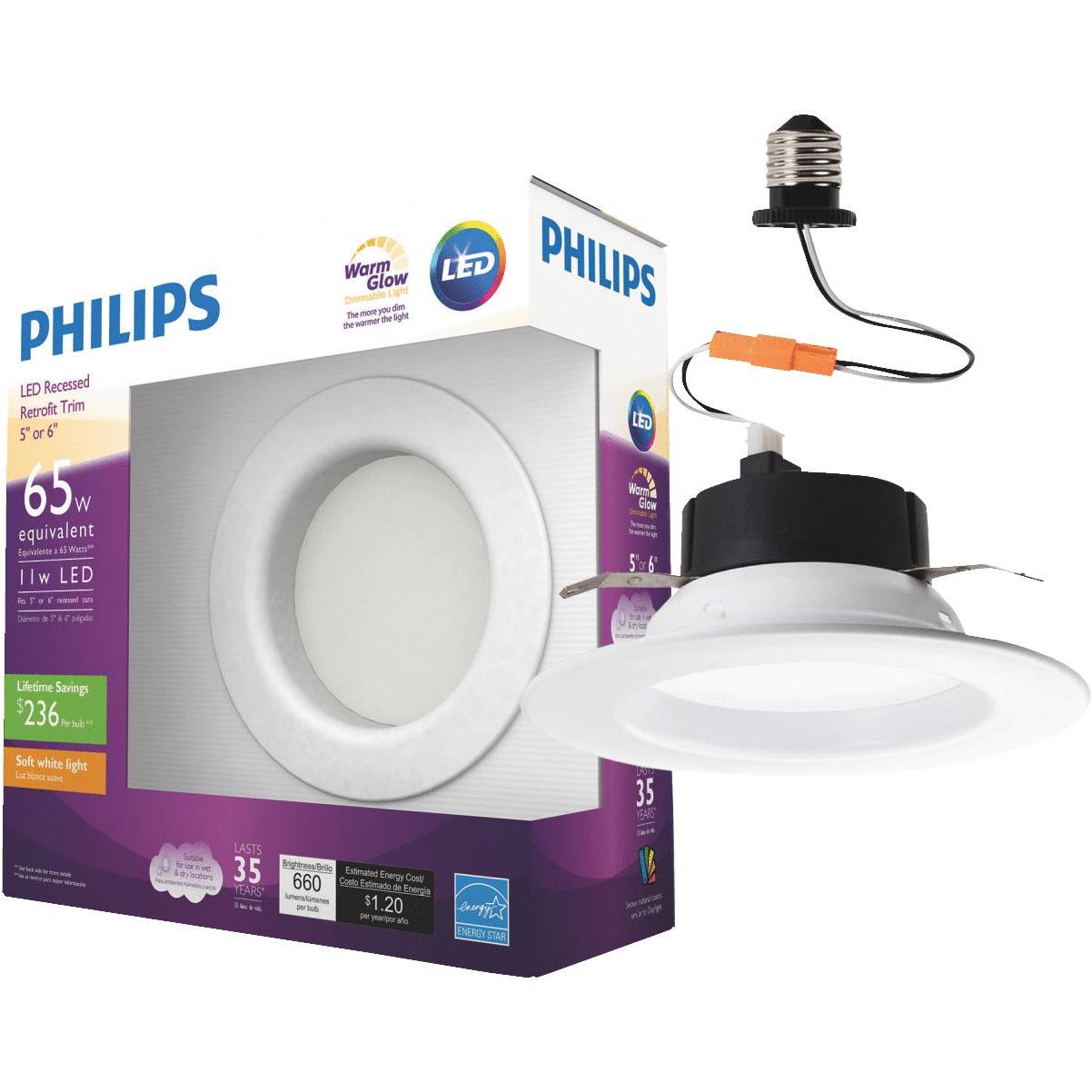 Lamme overflade drikke Philips Warm Glow 5 In. or 6 In. Retrofit IC/Non-IC Rated White LED  Recessed Light Kit | Elitsac, Inc.