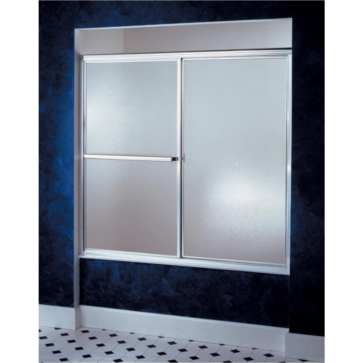 Sterling Deluxe Framed 59-3/8 In. W. X 56-1/4 In. H. Chrome Rain Glass Sliding Tub Door